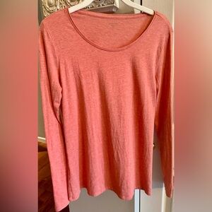 Garnet Hill Pink Fitted Long Sleeve Organic Pima Cotton Blend T-Shirt SZ Small